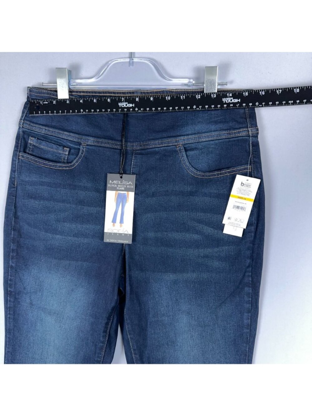 Sofia Jeans By Sofia Vergara Melisa Super High-Rise Flare Jeans Size 14 Pull On - Picture 8 of 12
